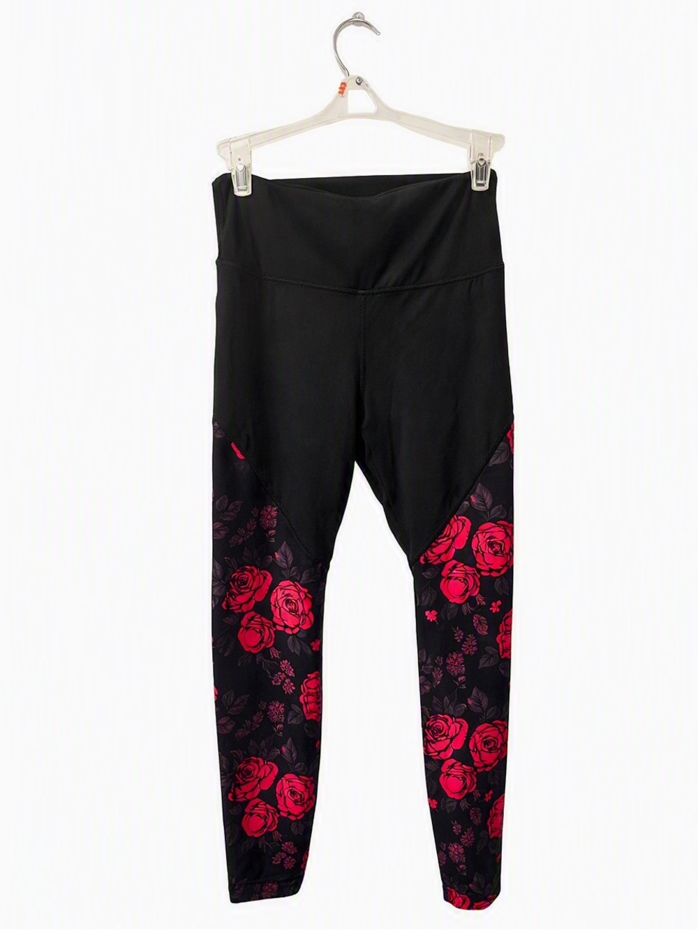 Zyia Active Black & Rose Floral Leggings – Size 2, High‑Waisted Compression